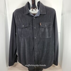 Chaps Mens Button Up Fleece Shirt Jacket / Bottom Side‎ Hand Pockets XL MSRP $80